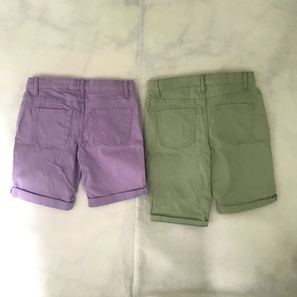 Lilac and Sage Casual Roll-Cuff Shorts - 2 Pairs